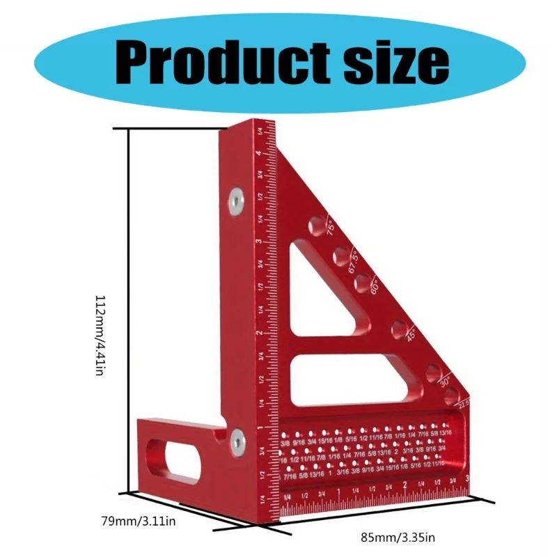 Regra quadrada carpintaria alumínio precisão com vários ângulos medição transferidor metal para carpinteiro