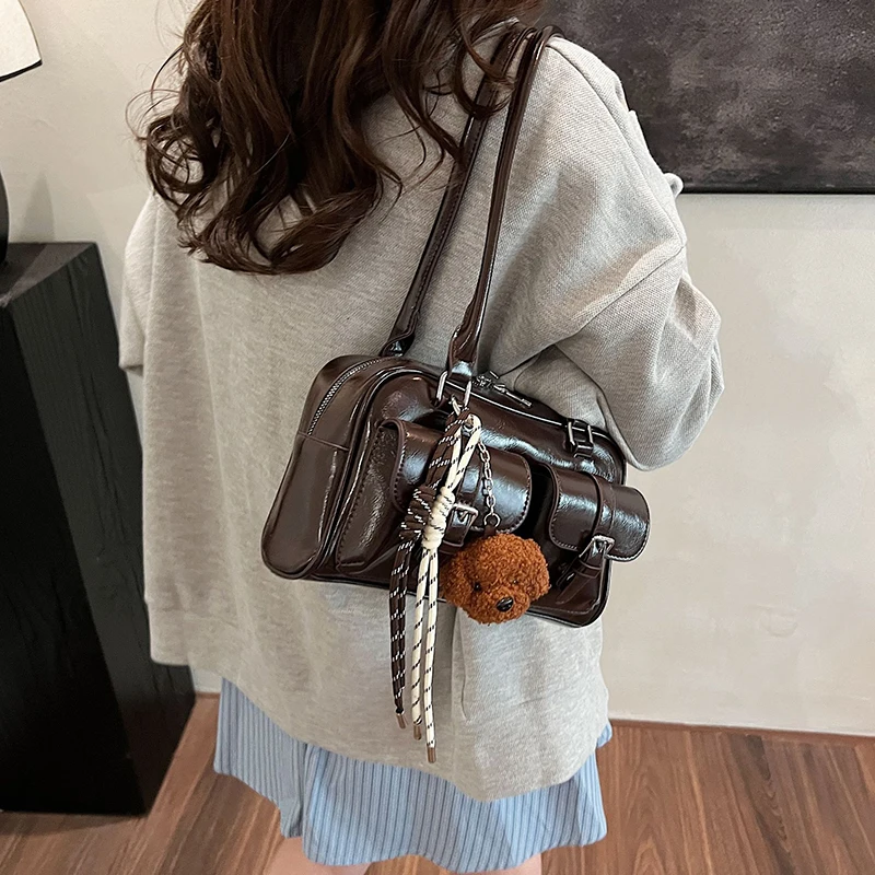 New Women's Handbag Light Luxury Niche PU  High-end Feel Hand-held Bill of Lading Shoulder Bag