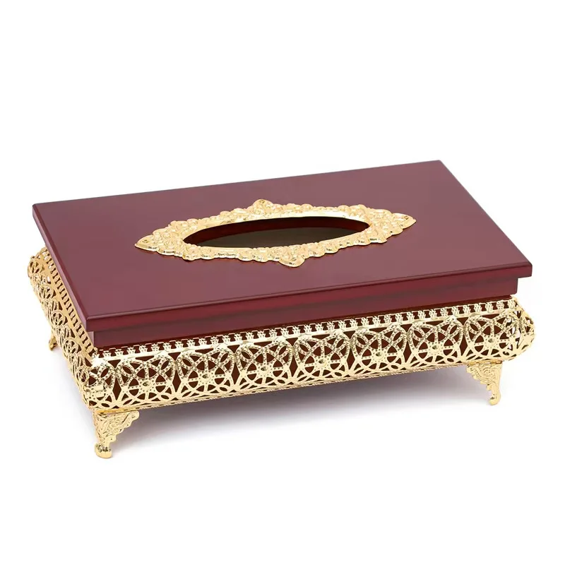 European Style Solid Wood Tissue Box with Feet, Living Room Creative High-end Dining Table Paper Box, Hotel Office Paper Box