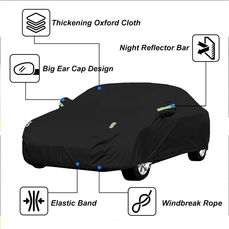 Zipper Door Waterproof Car Cover Windproof Dustproof UV Protection All Weather Auto Protector For Jetour X70 PLUS