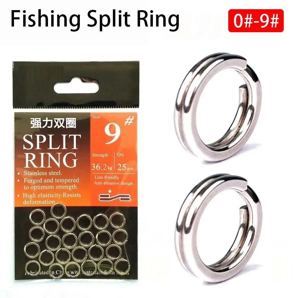 25-50pcs 3mm-9mm Fishing Split Ring Snap Split Ring 304 Stainless Steel Lure Connector Heavy Duty Fishing Tackle Jigging Ring