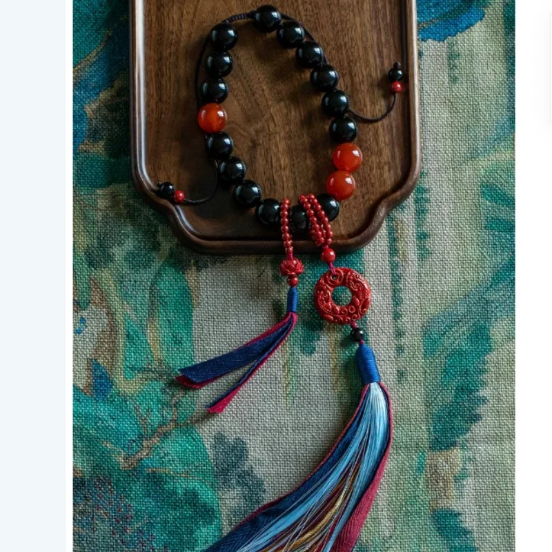 

Natural Cinnabar Peace Buckle Automobile Hanging Ornament Lotus High-End Interior Trim Lotus Hanging Ornaments Perso Lukcy Chamr
