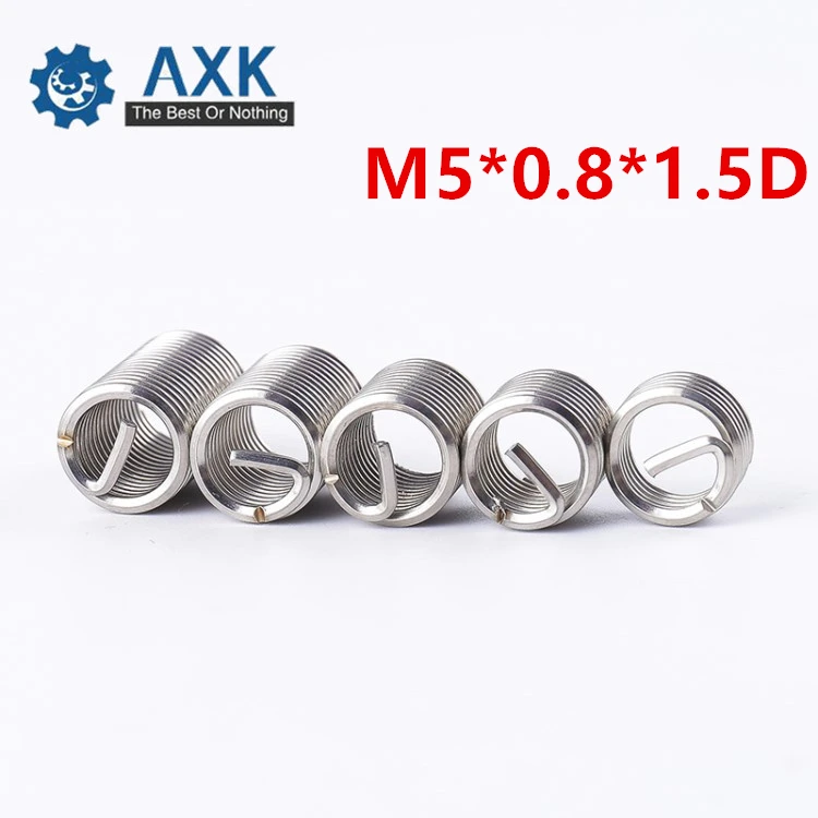 100pcs M5*0.8*1.5D Wire Thread Insert Stainless Steel 304 Wire Screw Sleeve, M5 Screw Bushing Helicoil Wire Thread Repair Insert