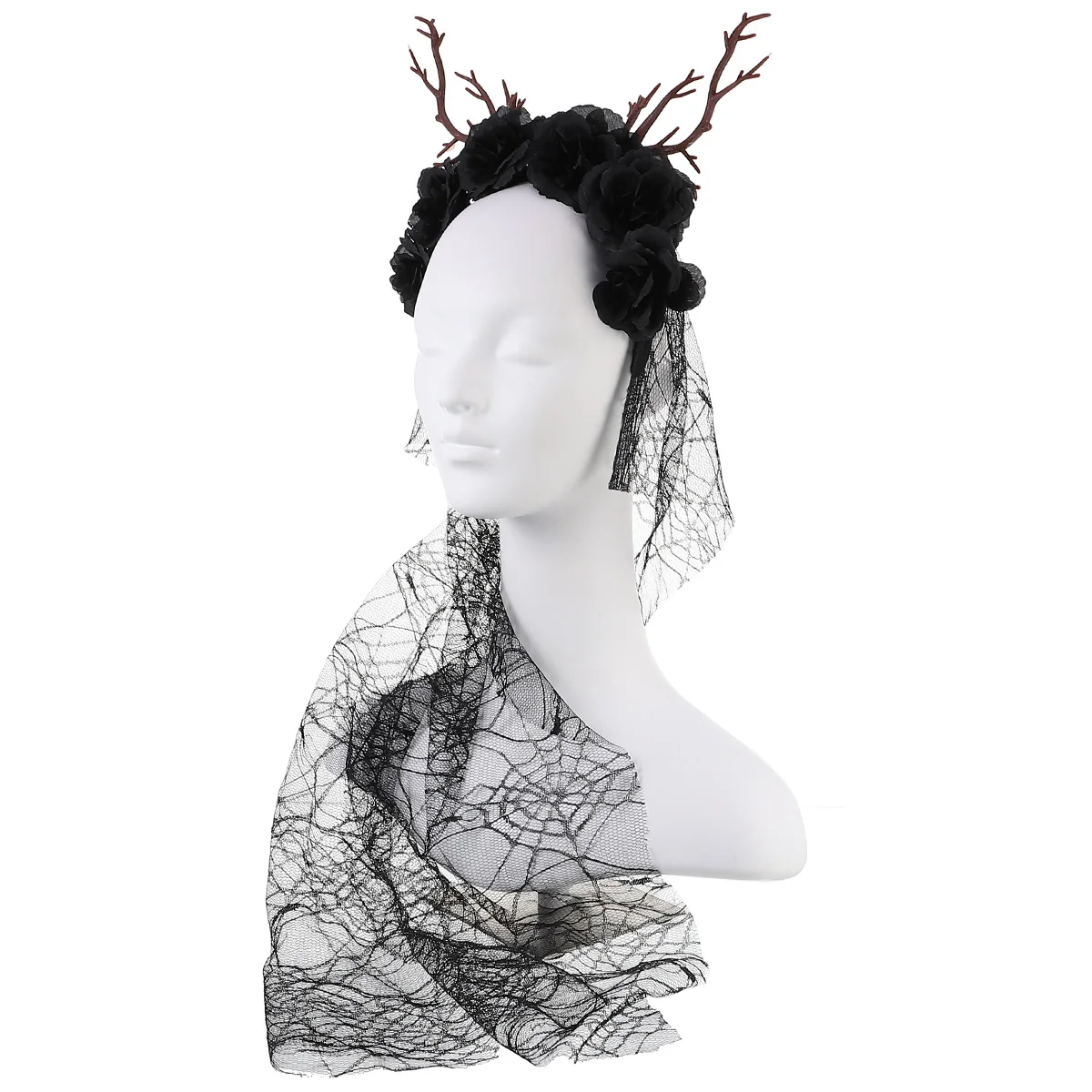 

Reindeer Antler Headb Lightweight Comfortable Wear Halloween Carnival Drag Party Performance Prop Simulated Flower