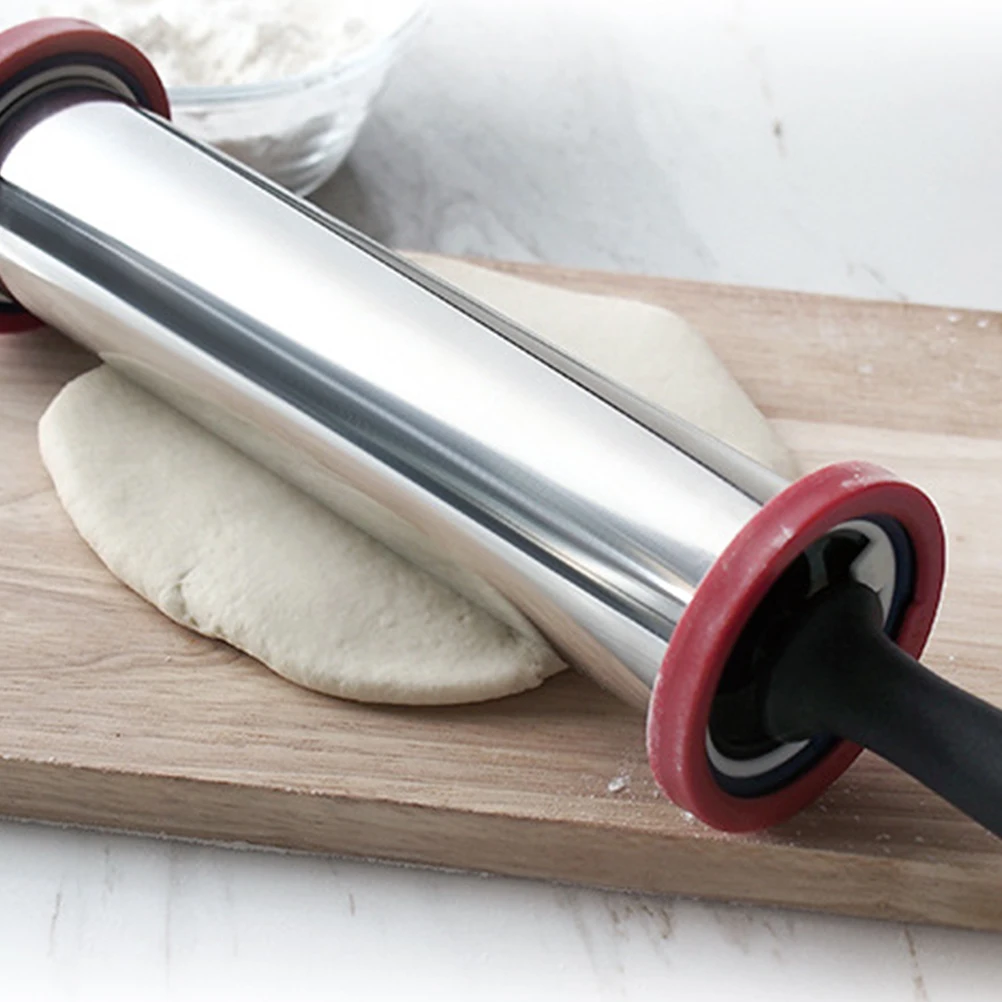 

11 Inches Large Rolling Pin Baking Roller for Dough Adjustable Stainless Steel Silver
