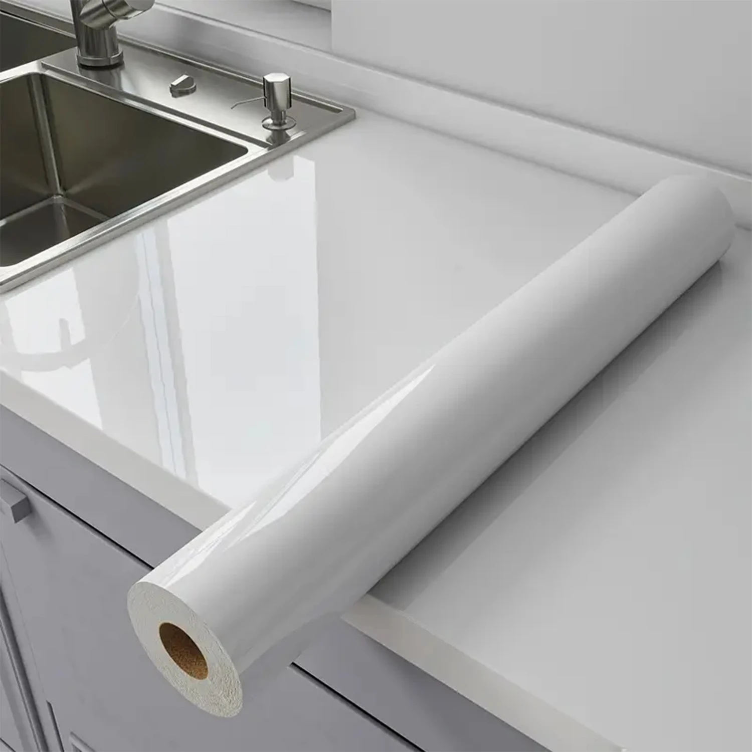 بولي كلوريد الفينيل لؤلؤة فيلم خلفية مقاومة للمياه غرفة لتقوم بها بنفسك ذاتية اللصق أسود/أبيض خزانة المطبخ عالي اللمعان لصق الأثاث الجدار ملصق #5