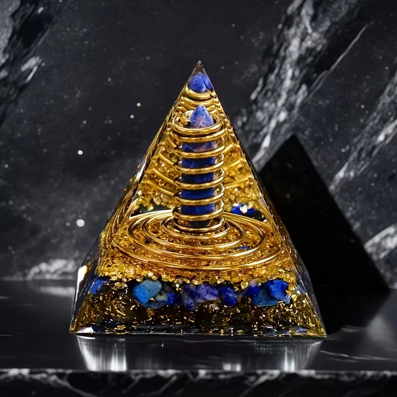 Lapis Lazuli Pyramid - Hexagonal Prism Mineral Decor - /Crystal Collectible for Home, Elegant Gift Suitable for Holidays