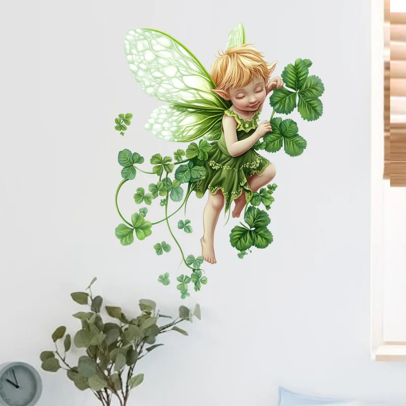 

Cartoon Green Butterfly Girl Room Decoration for Girls, Friends, Living Room, Entrance Wall Stickers, Self-Adhesive Removable
