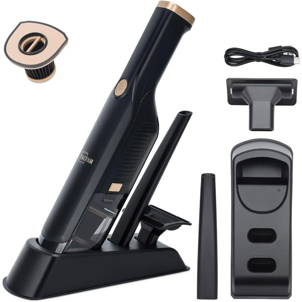 

Handheld Vacuum Cordless, High Power Suction, USB Quick Charge, Car Vacuum Cleaner with Storage Dock, HEPA Filter, Lightweight R