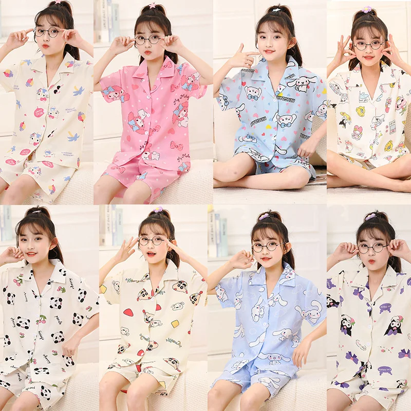 

Sanrio Summer Pajamas 2024 New Children's Home Service Suit Little Girls Short-Sleeved Shorts Summer Air-Conditioned Clothes