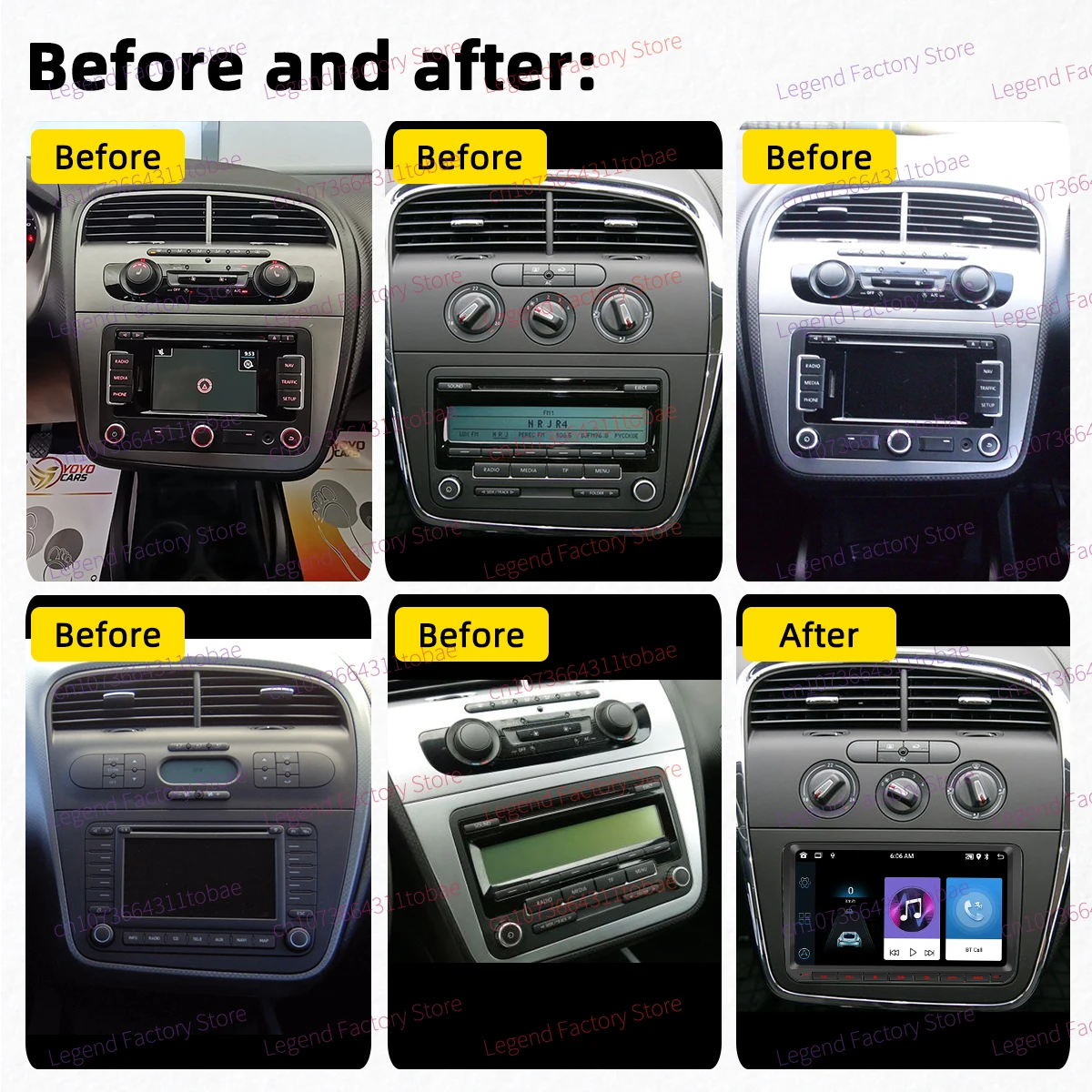 أندرويد سيارة الوسائط المتعددة 2 الدين راديو رئيس وحدة 9 "شاشة Carplay لمقعد ألتيا XL 5P 2004-2015 توليدو 5P III 3 2004-2009 ستيريو #2