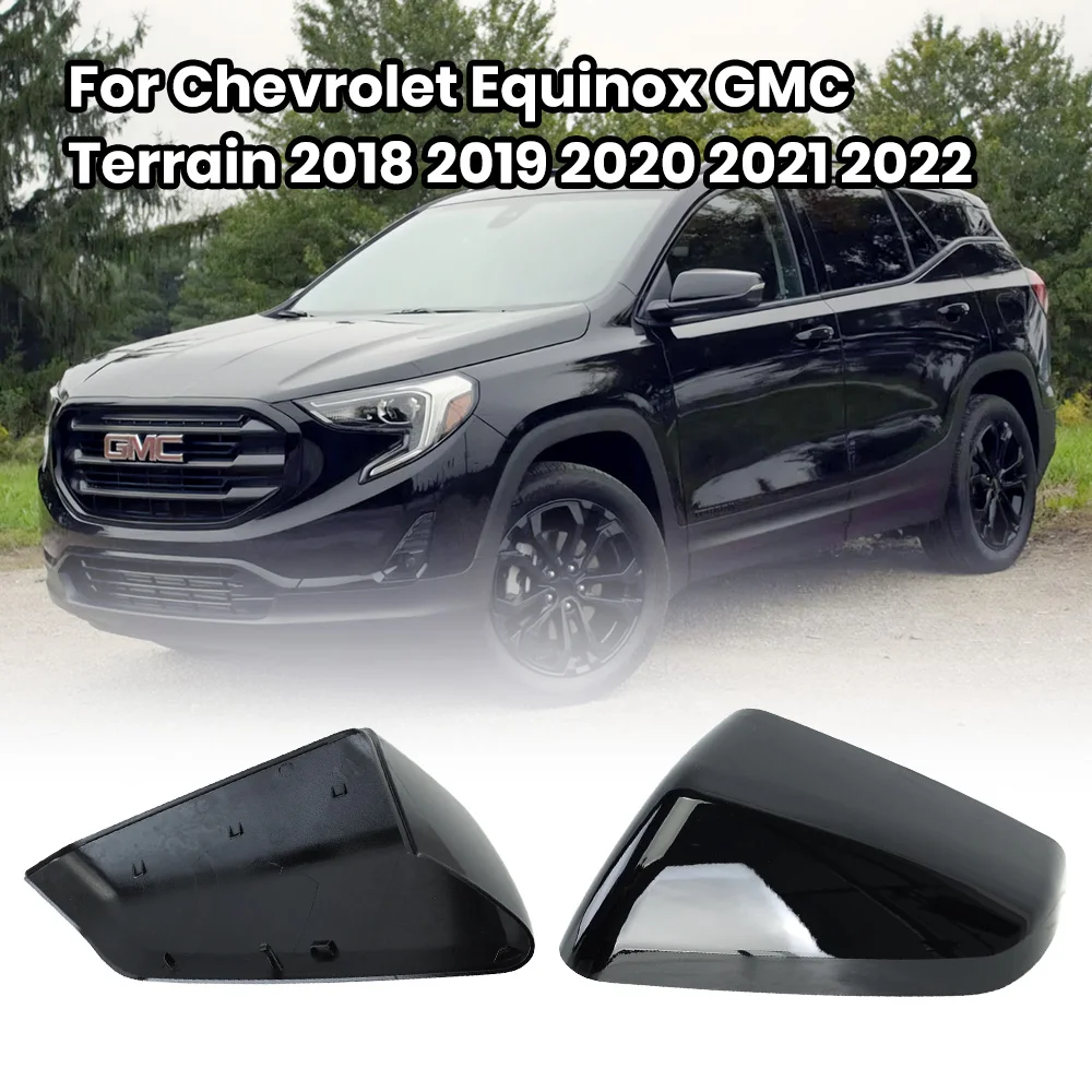 Door Mirror Cover Caps For Chevrolet Equinox GMC Terrain 2018 2019 2020 2021 2022 US Verison Bright Black Car Accessories