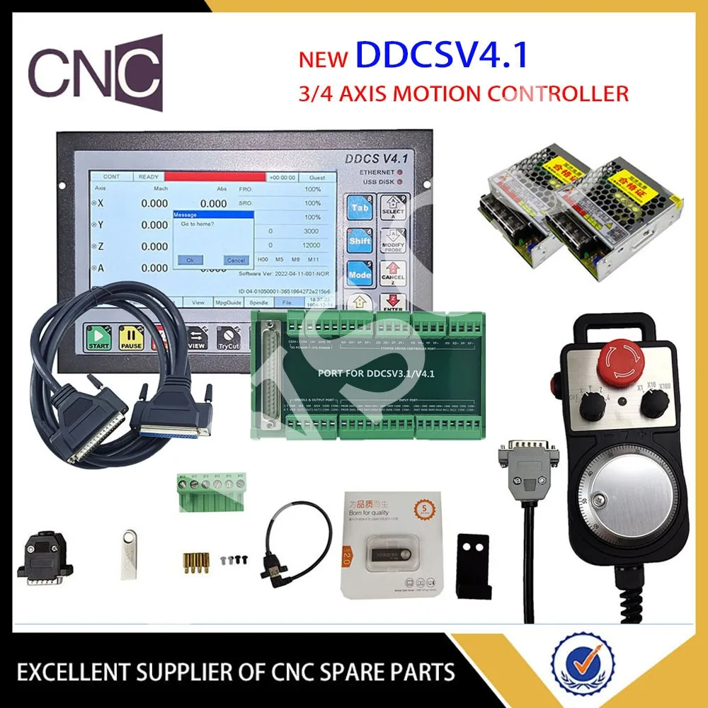 

DDCSV4.1 CNC kit 3-axis/4-axis engraving machine motion control system emergency stop MPG 75W24V power supply motor controller