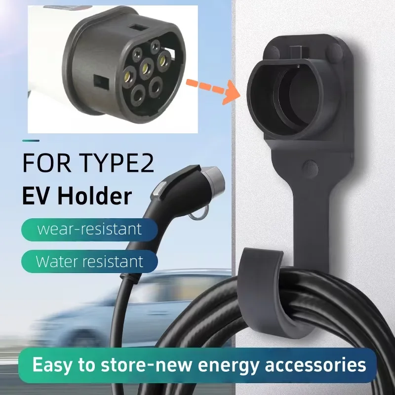 Universal EV Charger Wall Mount & Cable Hook Holder, Sturdy Steel Rack for EU/US Type2, EV Charging Gun Accessories & Protective