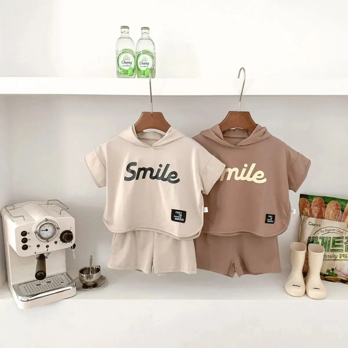 2024 Spring New Arrival: Kids Baby Boys\' Fashion Hooded Letter Top Shirts + Shorts Toddler Clothing Set 2pcs (6M-5Y)