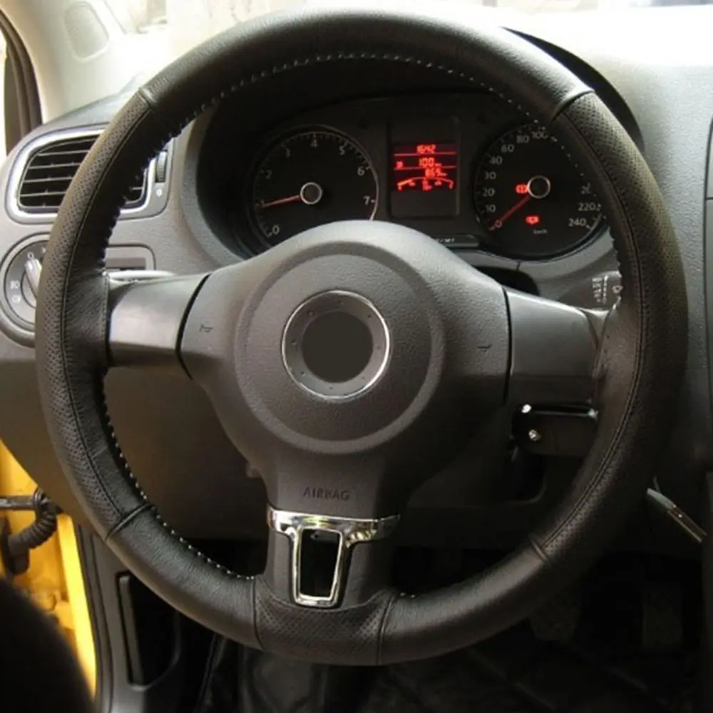 1pc diy capas de volante do carro com agulhas linha couro artificial cinza preto protetor interior acessórios automotivos