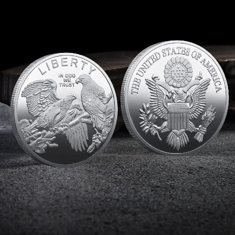 عملة تحدي النسر الأمريكية الأمريكية ، مطلية بالفضة والذهب ، عملة تذكارية أمريكية ، هدية جمع ، نسخة