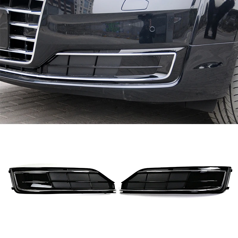 ROLFES Front Bumper Fog Light Lamp Grille Protector Frame Cover Trim For AUDI A8L A8 D5 2014 2015 2016 2017