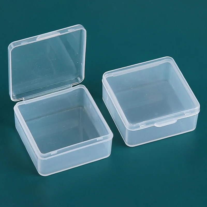 Caja de almacenamiento transparente de plástico, caja cuadrada para artículos pequeños, cajas de embalaje, contenedor de cuentas de joyería, organizador de artículos diversos