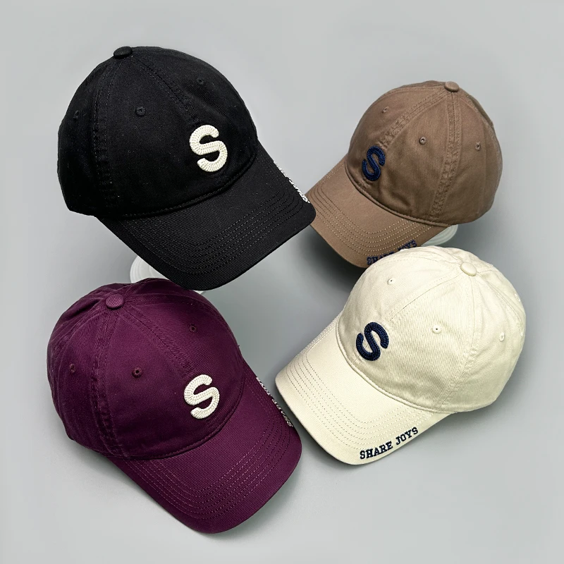 Korean Embroidered S Letters Baseball Hats New Men Women Sunshade Versatile Breathable Student Snapback Caps Fashion Casual ins