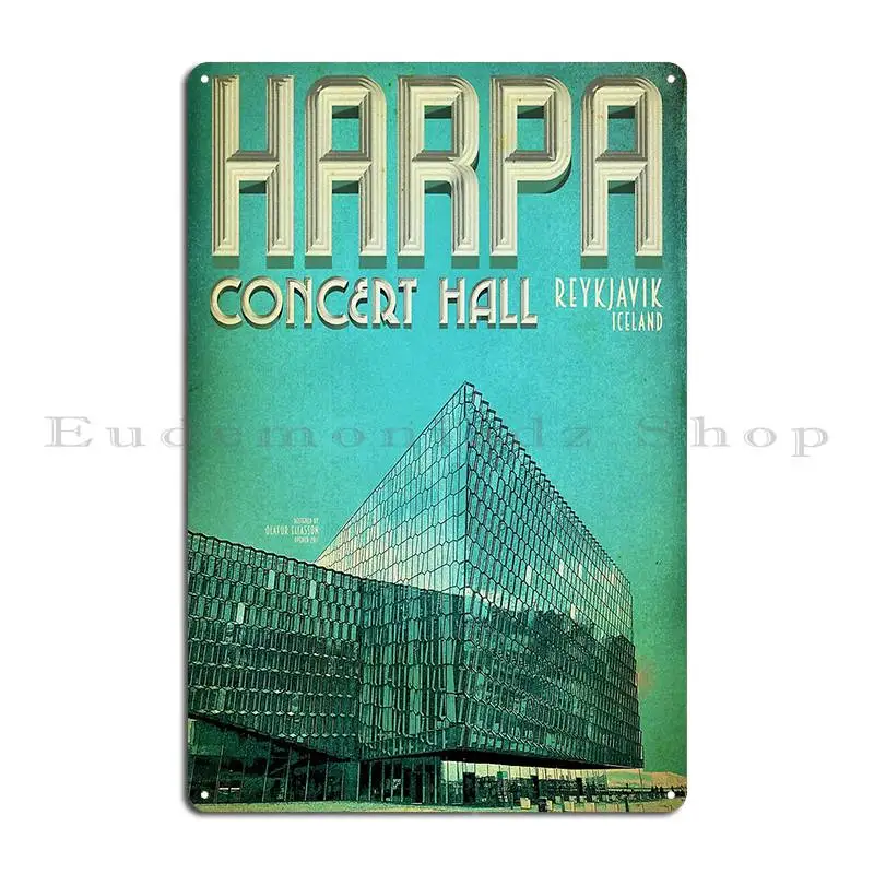 Harpa Concert Hall Reykjavik Iceland Metal Plaque Poster Design Club Party Club Iron Cinema Tin Sign Poster