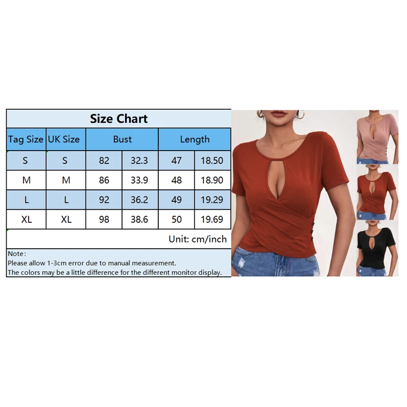Summer Women's Sexy Hollow T-shirt Solid Color Round Neck Slim Short Sleeve Tee Fashion Trend Street Party T Shirt Top