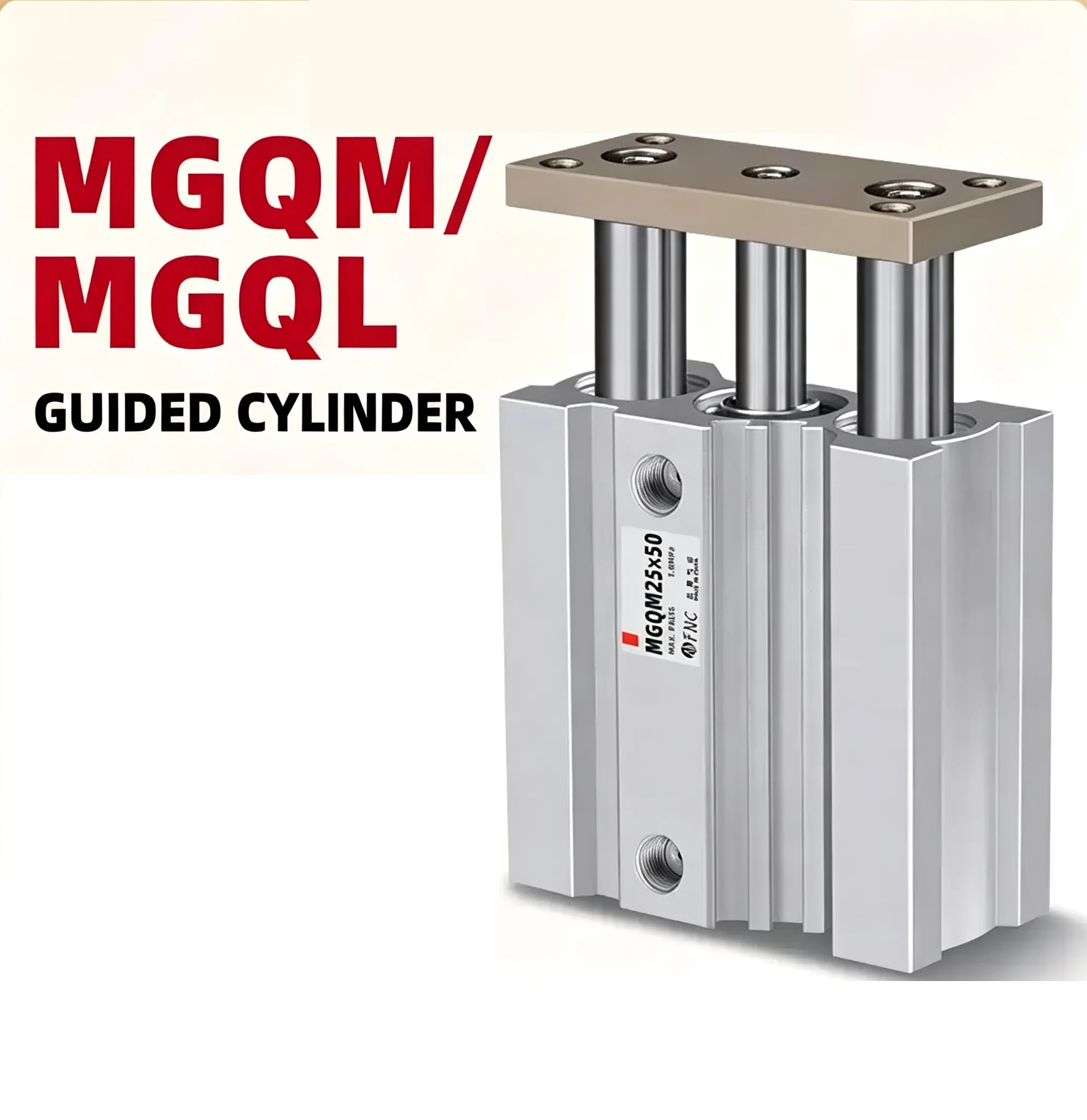BORE 12 16 20 25 32 40 50 63 Stroke 10 20 25 30 40 50 75 100 125 150 200 250 300 MGQM size Compact Guide Cylinder