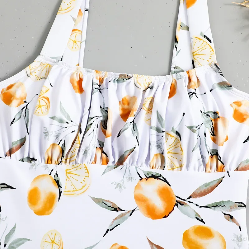 Maillot de bain une pièce plissé, imprimé fruit, sexy, bikini, taille haute, tenues de plage, body, tankini