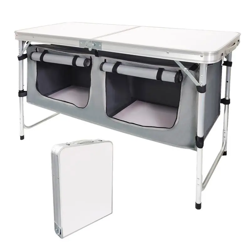 

Camping BBQ Desk Lightweight Camping Tabletop For Product Selling With Cloth Cabinet Fireproof Table Foldable Waterproof