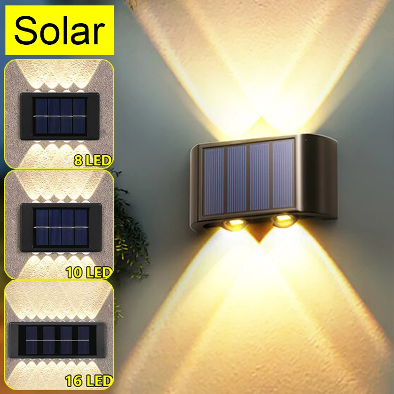 LED Solar Lamp Outdoor Waterproof Wall Lights For Garden Yard Decor Landscape Lamps Up and Down Luminous Lighting Sunlight Light