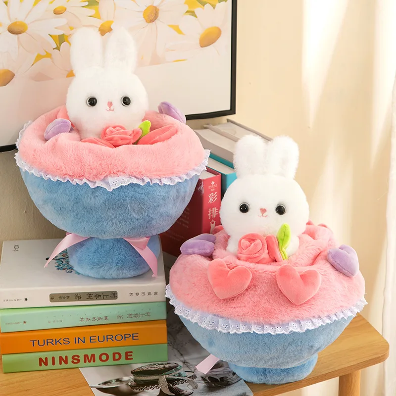 

Cute Rabbit Bouquet Plush Toys Kawaii Flowers Bunny Doll Bouquet Girls Stuffed Toys Valentine's Day Christmas Children Gift