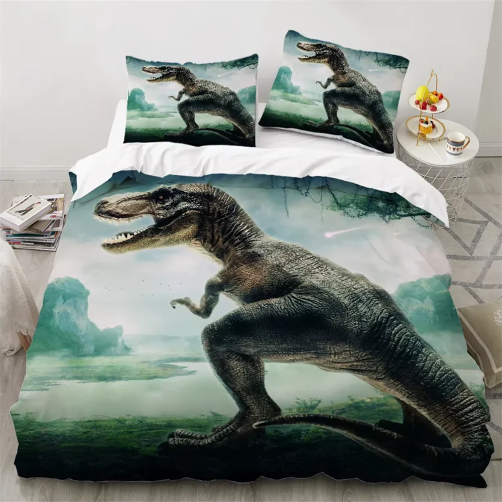 

3D Dinosaur Printed Duvet Cover King Twin Queen Double Size Kit Ultra-fine Fiber Pillowcase 2024 New Wholesale Bedspread