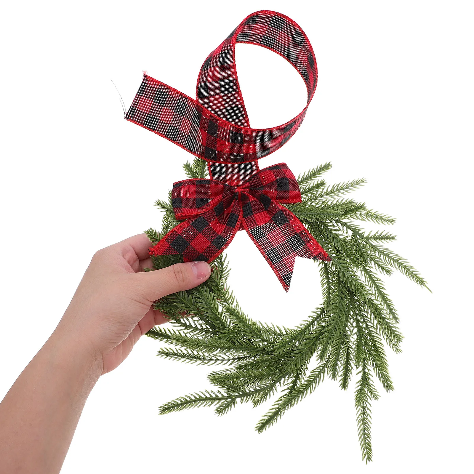 4個入りミニクリスマスリース-人工ホリデーリース-室内屋外装飾用-小さな松のリース-リボン付き-階段や暖炉用