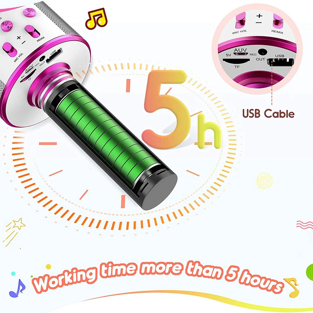 Bluetooth Karaoke Portable Wireless Karaoke Microphone Home KTV Player for Kids Professional Speaker Handheld for Party Singing