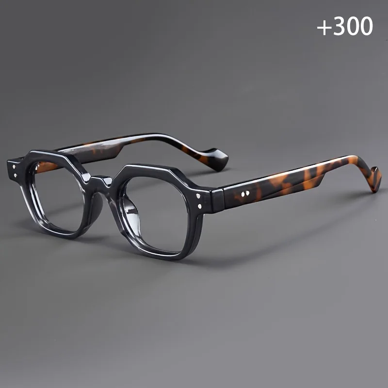 نظارات قراءة على الطراز القديم على شكل سلحفاة رمادية، نظارات قراءة عصرية للرجال والنساء، نظارات ثنائية البؤرة متعددة الأضلاع #3