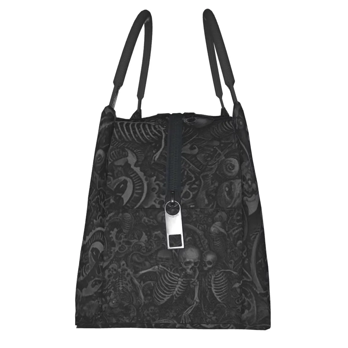 Skull Floral Gothic Insulated Lunch Bag Durable 600D Polyester Thermal Cooler Tote Box for Women School Office Travel Storage