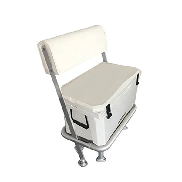 Dolphin 85QT (80L) Marine Grade Fishing Cooler Storage Box with Leaning Post White Boat Seat