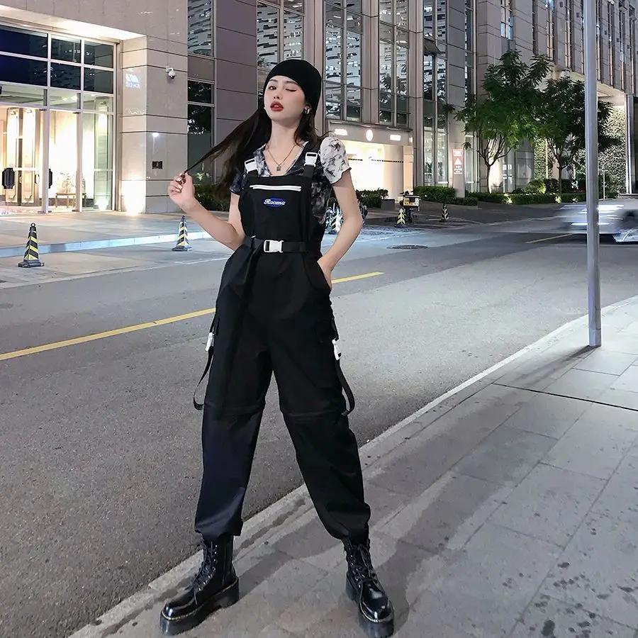 

New black casual work overalls for men and women in summer loose and versatile trousers 2024 new slimming trousers korean style