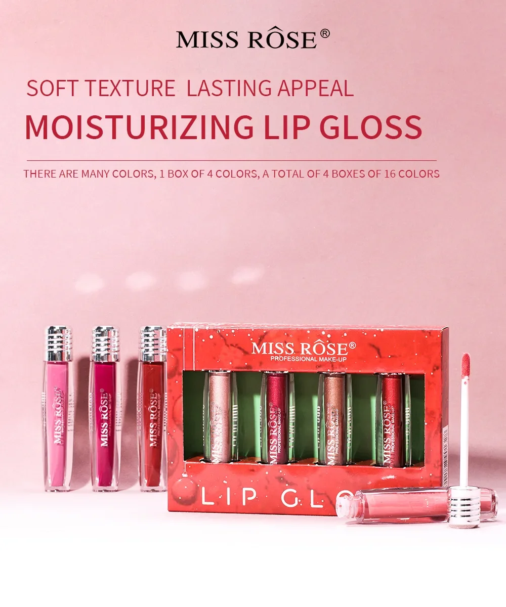 High Quality MISS ROSE Velvet Matte Lipstick Lip Gloss 4 Color/Set Make Up Non-Fade Non-Stick Cup Silky Lipsticks Lip Glaze Sets