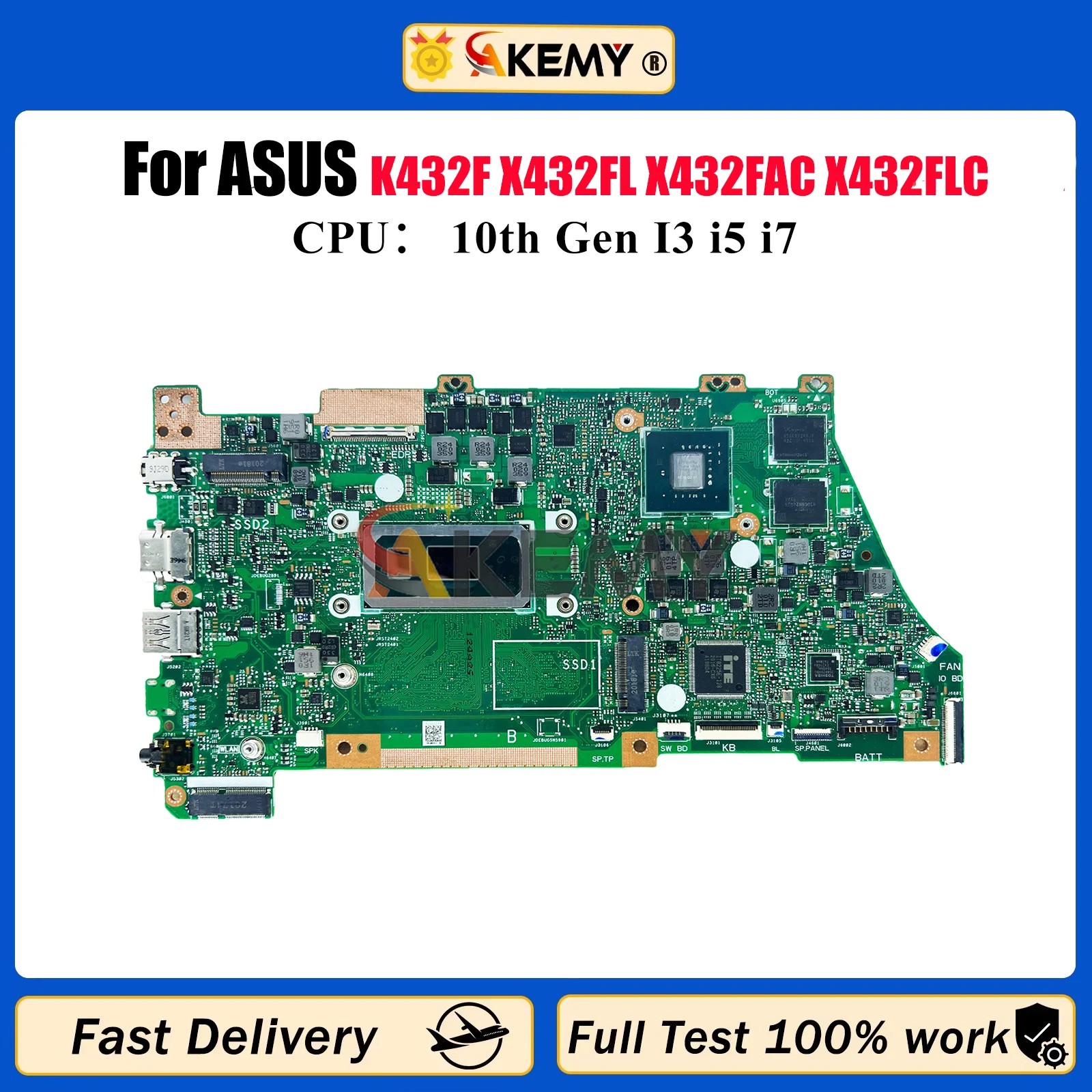 

Материнская плата для ноутбука X432FL для ASUS VivoBook X432F K432F S432F V432F X432FL X432FAC X432FLC с процессором 10-го поколения I3 i5 i7