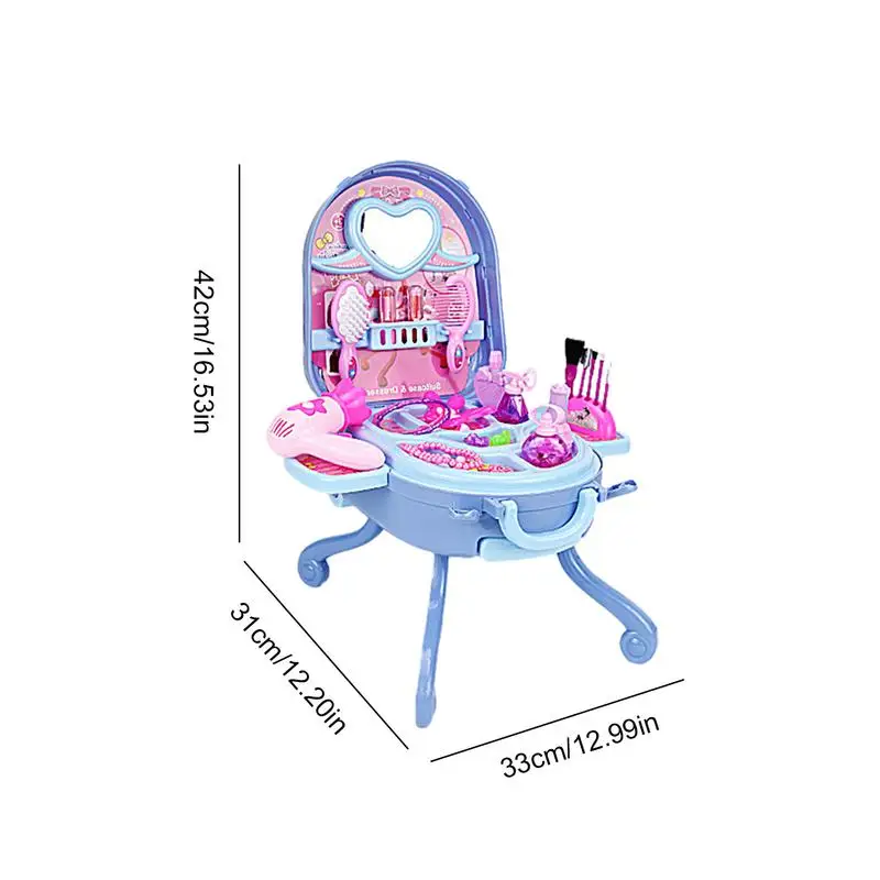 Beauty Dresser Table Pretend Convertible Dressing Table Pretend Makeup Play Simulation Trolley Portable Role Play Set for  kids