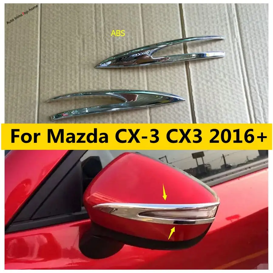 

ABS Side Upper Rearview Mirror Decorative Strips Protection Cover Trim Fit For Mazda CX-3 CX3 2016 - 2021 Car Accessories