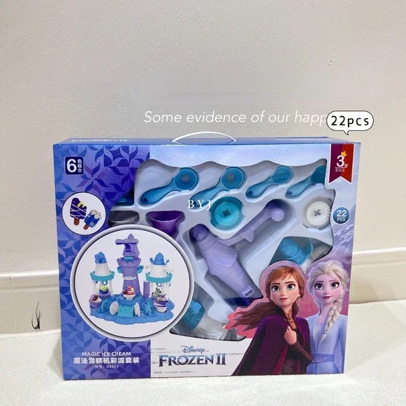 Disney-máquina para hacer helados mágicos, juegos de plastilina de arcilla de colores, Frozen, Elsa, Noria, casa de juegos, juguete, regalo para bebé