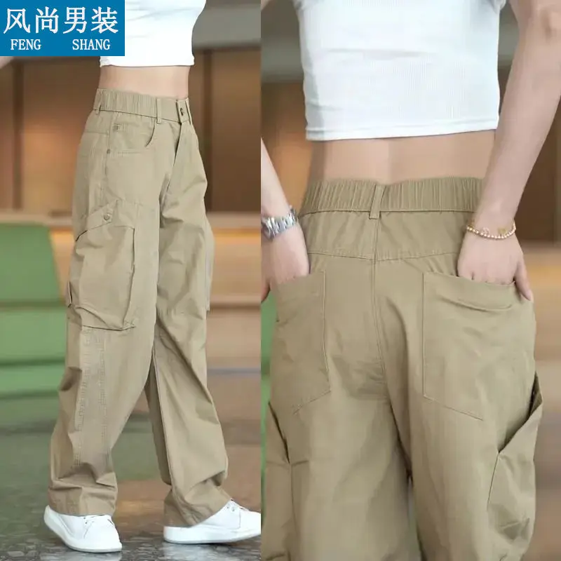 

Retro Pure Cotton Wide-leg Pants Men's 2025 Summer Thin Loose Casual Pants Multi-pocket Tooling Luxury Brand Clothing for Men