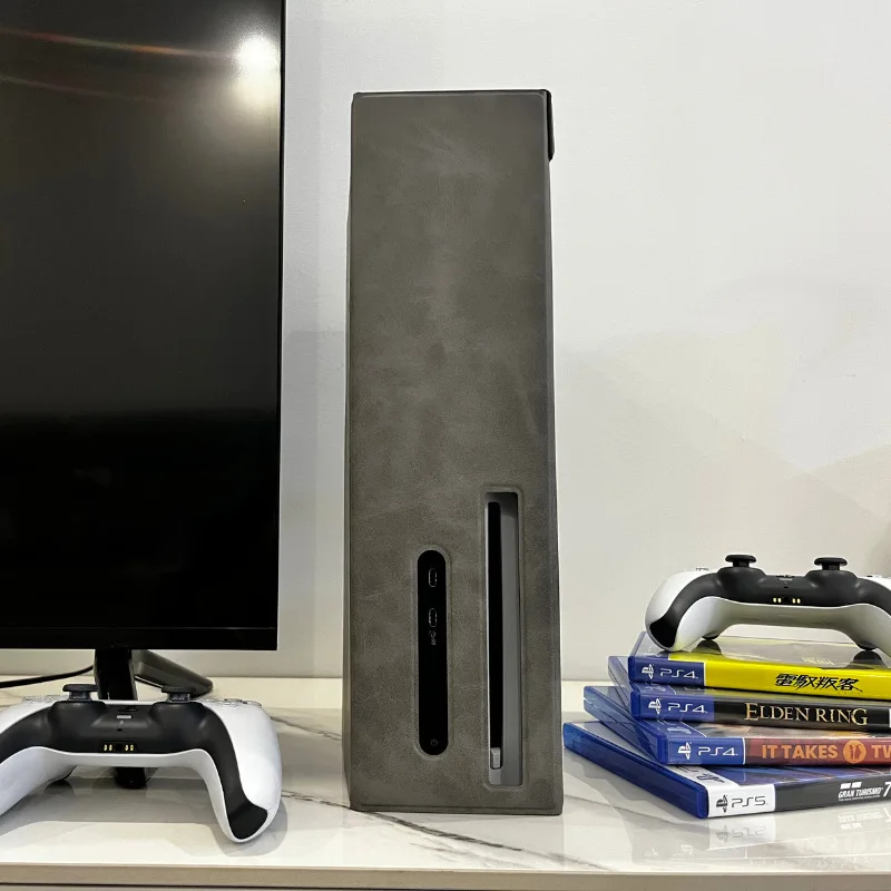 PS5 وحدة التحكم النحيفة PU حامي الغبار المغناطيسي الغبار واقية المضيف مقاومة للخدش حامي غطاء الجلد ألعاب الملحقات