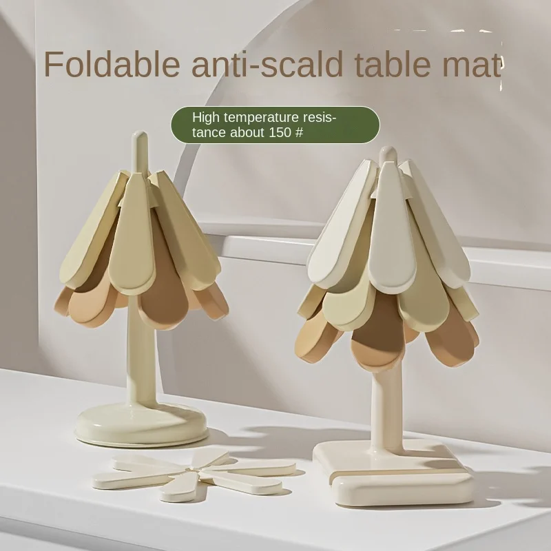 

Cross Holder Coaster 1/Set Silicone Heat Resistant Pad Foldable Non-Slip Pot Pan Mat Table Placemat Dish Plate Christmas tree