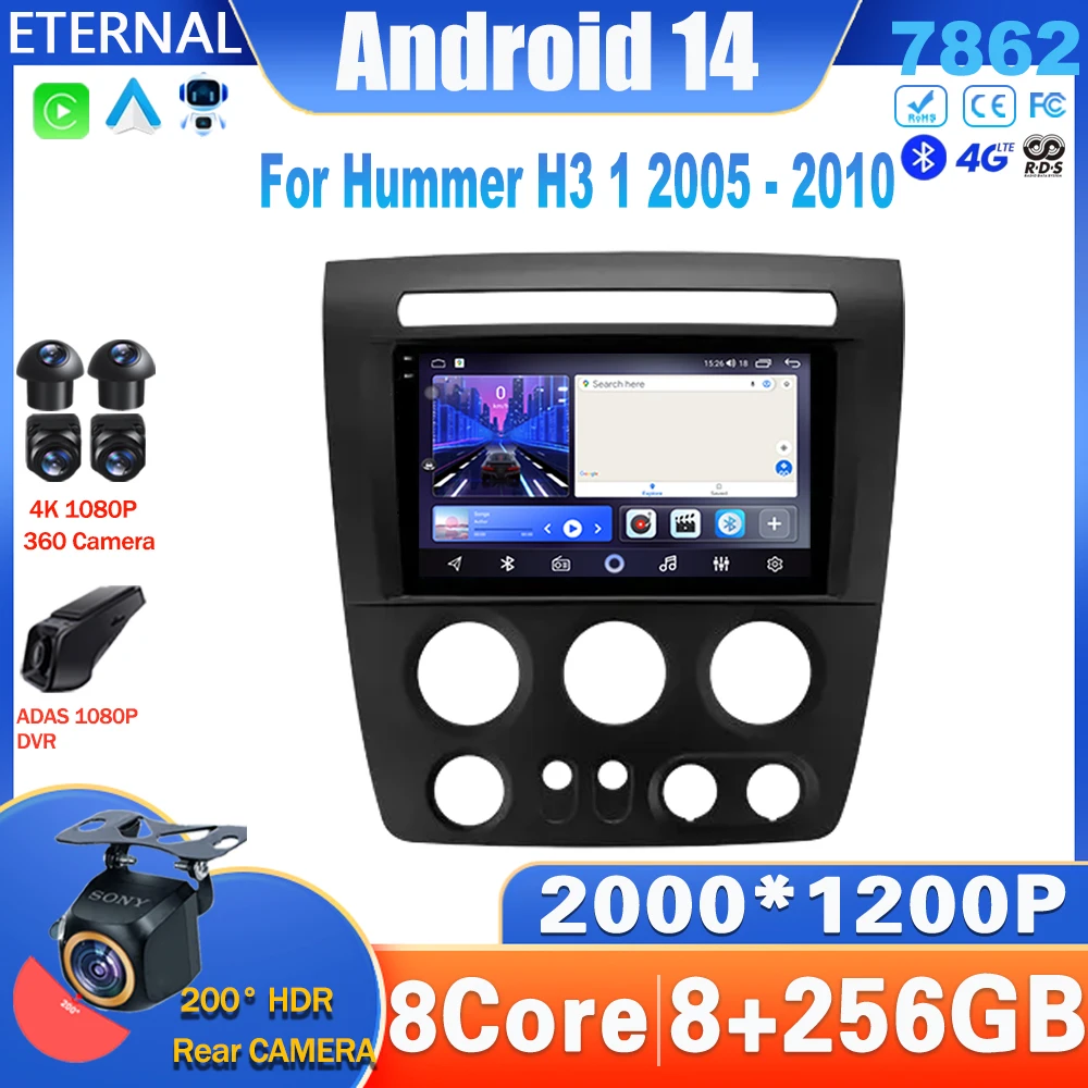 

Android 14 Car Radio For Hummer H3 1 2005 - 2010 Multimedia Video Player Navigation Stereo Carplay Head Unit No 2Din DVD 4G WIFI