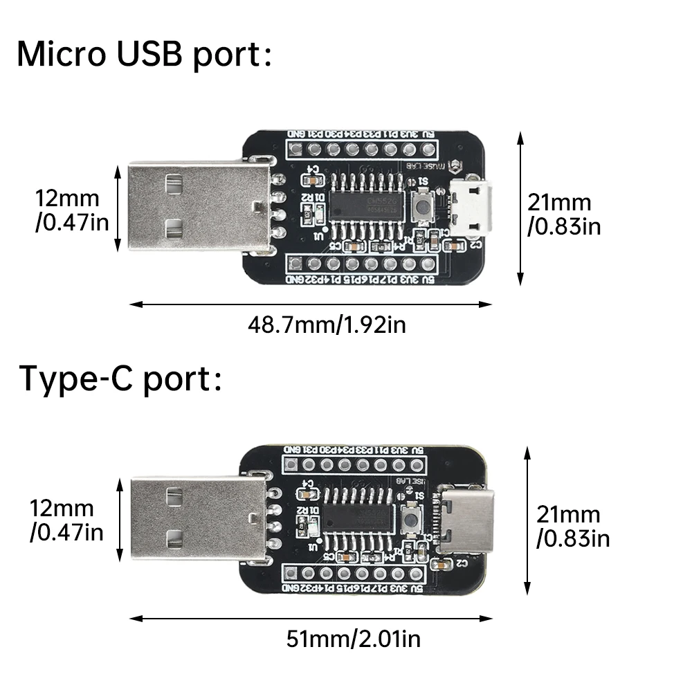 Placa de desarrollo CH552G, placa central 8051 51, placa central de microcontrolador Micro USB/tipo C