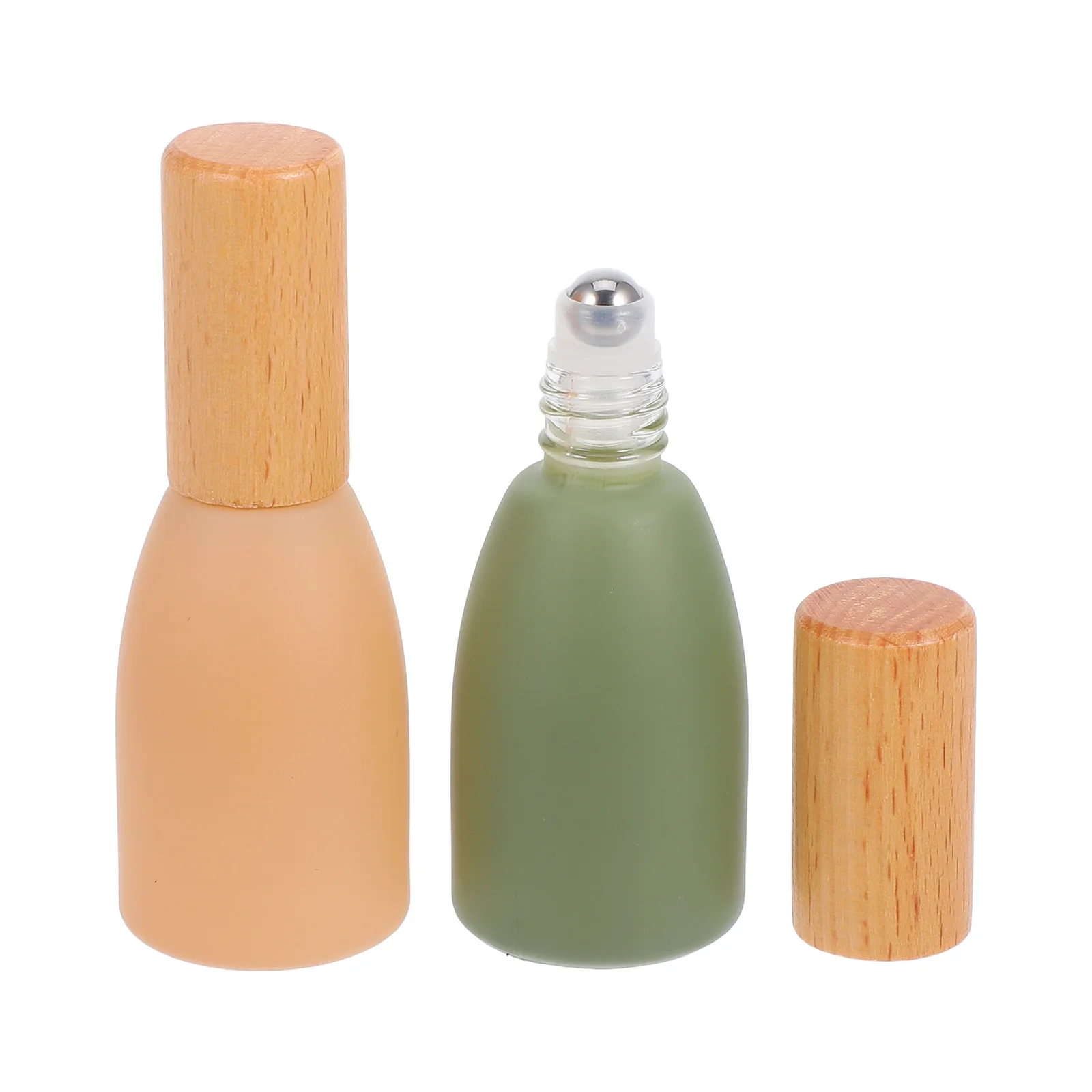 

2pcs 10ml Wooden Cap Roller Perfume Bottles Empty Essential Oil Containers Travel Size Roll On Aroma Fragrance Oil Roller