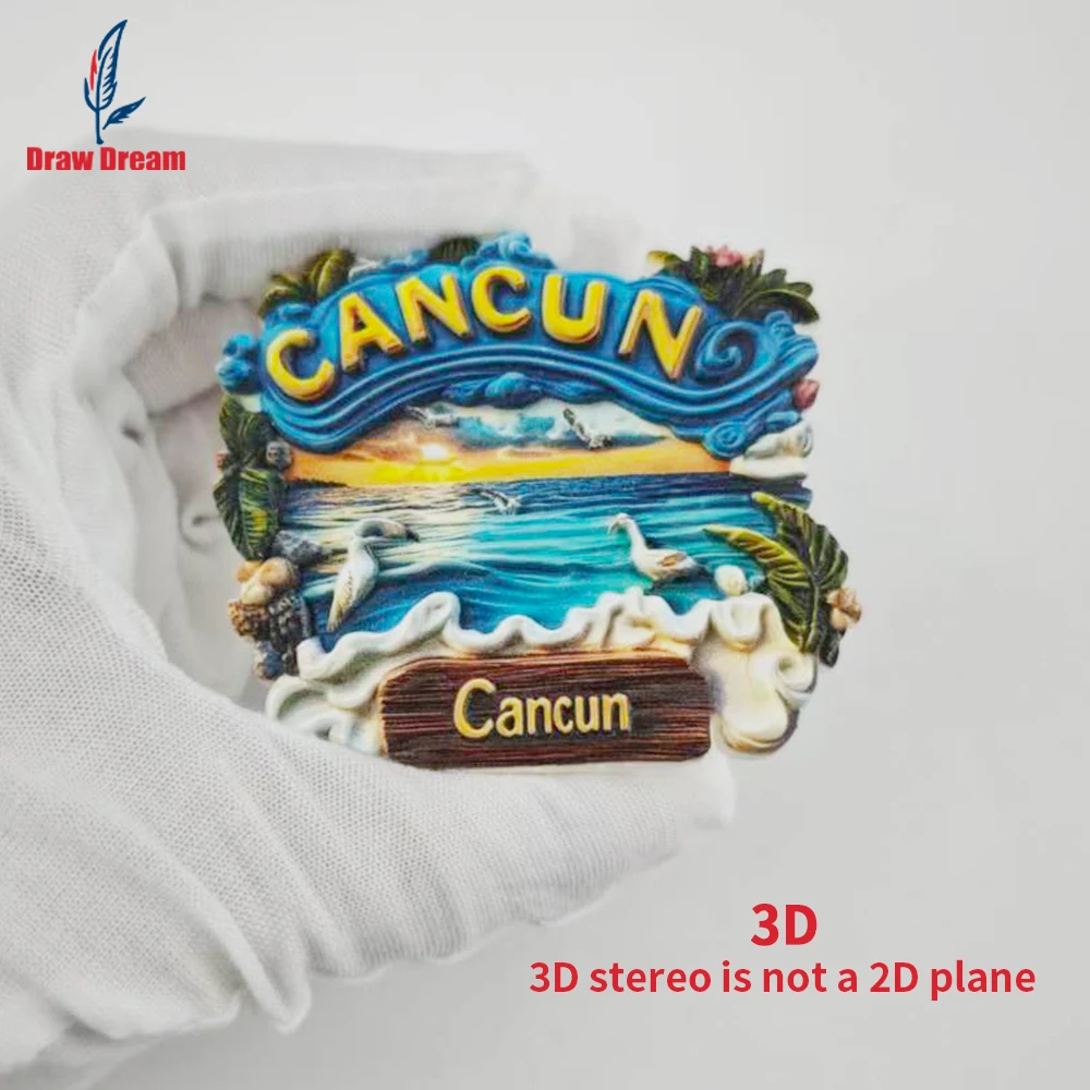 1Pc Cancun Fridge Magnet, World Travel Souvenir Collectible, Suitable for Home and Office Decoration, Personalized Exclusive Travel Souvenir Magnetic Fridge Magnet, Home Decor, Kitchen, Room, Office, Cabinet Crafts Gift, Holiday Souvenir, Exquisite Small Gift